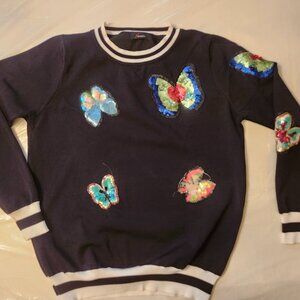 N by Nancy Knit Crew Neck Size L with Butterfly Applique